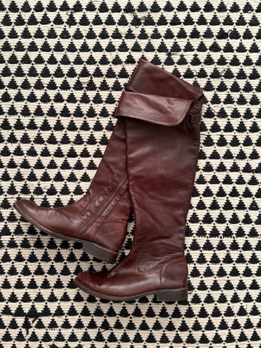 Frye Women's Tall Fold-Over Riding Boots - Deep Brown Leather